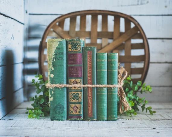 Old GREEN Books Antique and Vintage Shabby Chic Decorator Book | Etsy | Etsy (US)