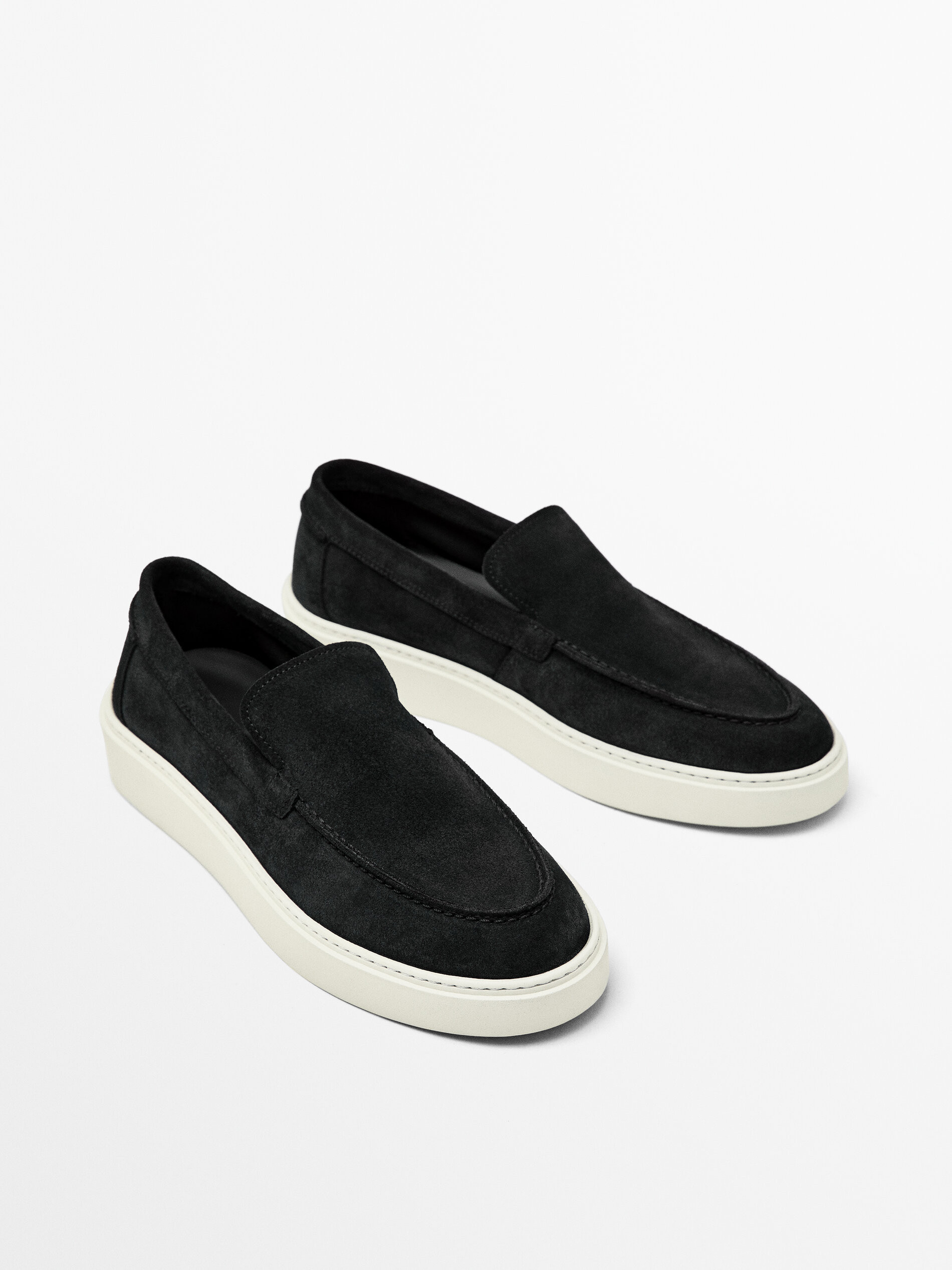 Split leather loafers | Massimo Dutti US