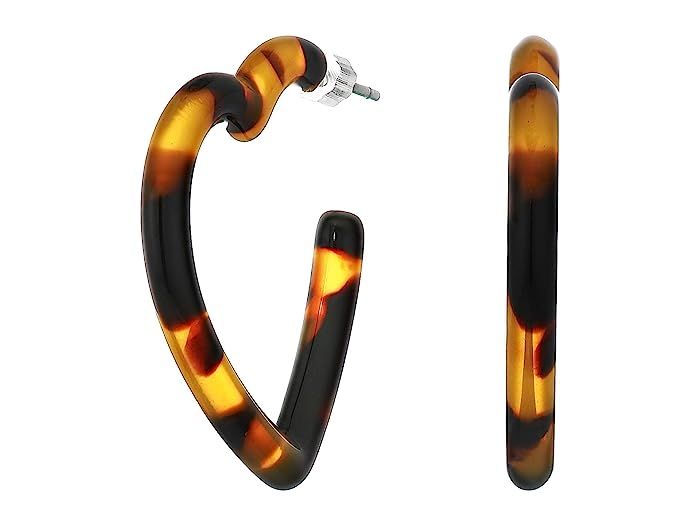 Lucky Brand Tortoise Heart Hoop Earrings (Gold) Earring | Zappos