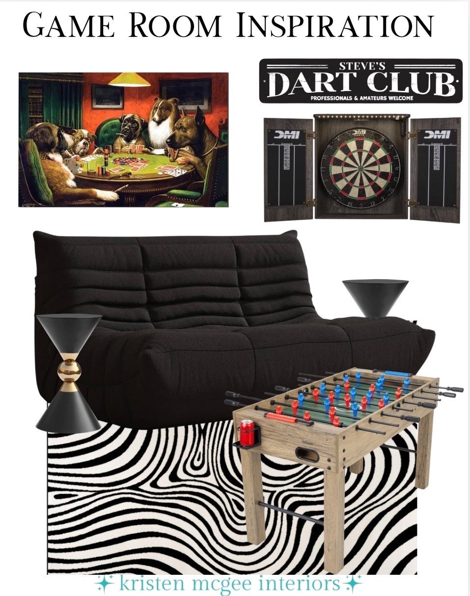 Warning: your guests may never leave. 😅 These game room finds are equal parts fun and functional—from statement décor to game night essentials. The ultimate game room lineup 🎯 Which piece are you grabbing first—the poker dogs art, dartboard, foosball table, or that cozy lounge sofa? 👀 #LTKhome #gameroom #LTKdiml