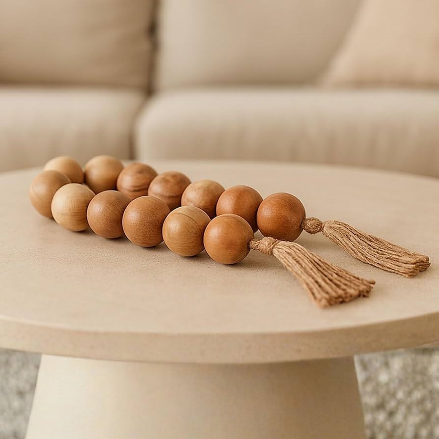 Decorative Balls for Bowls – Mango Wood Beaded Garland, Casual Bowl Filler for Home Decor, Cent... | Amazon (US)