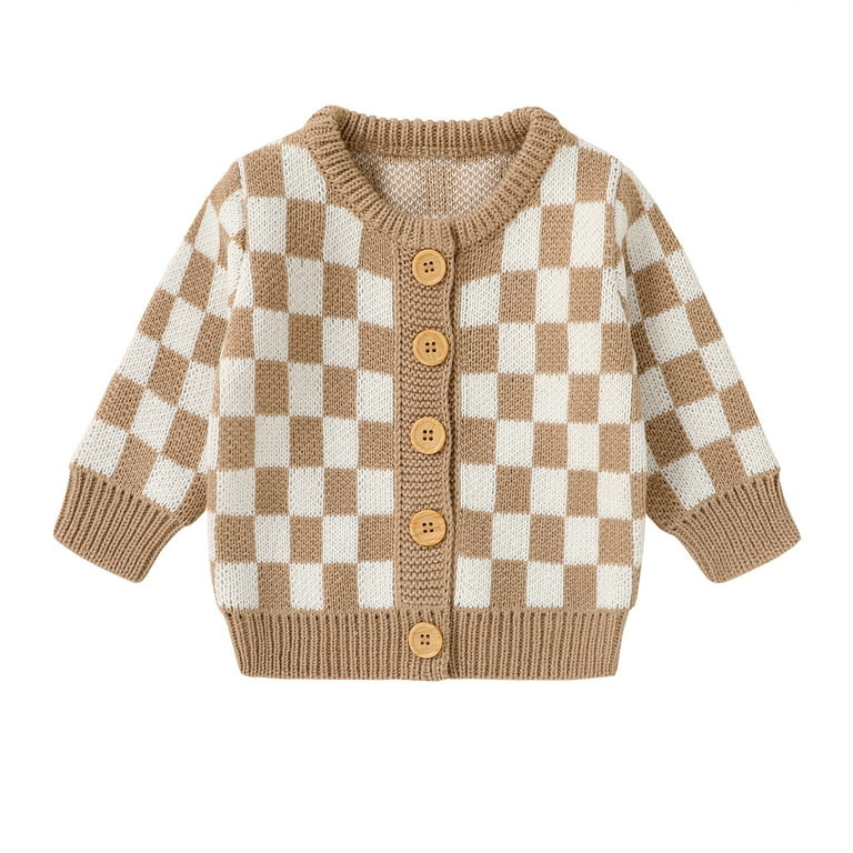 Younger Tree Baby Girl Cardigan Sweater Toddler Long Sleeve Button Up Knitted Plaid Outerwear,12-... | Walmart (US)