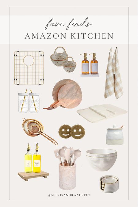 My favorite kitchen finds from Amazon! From decor to functional pieces- everything is cohesive for a bright and light kitchen

Kitchen finds, affordable finds, aesthetic kitchen, neutral decor, scrub daddy, gold details, oil dispenser, wooden riser, drying mat, linen towel, utensils, aesthetic glasses, Amazon, aesthetic home, light and bright, shop the look!

#LTKhome #LTKfindsunder100 #LTKGiftGuide