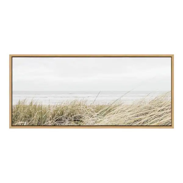 Kate and Laurel Sylvie East Beach Framed Canvas by Amy Peterson - 18x40 - Plastic - Natural | Bed Bath & Beyond