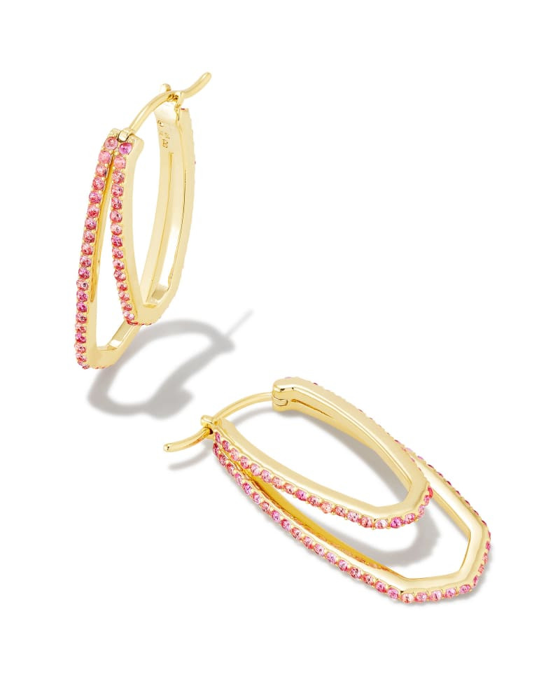 Barbie™ x Kendra Scott Gold Hoop Earrings in Pink Crystal | Kendra Scott