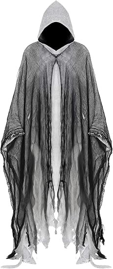 Grim Reaper Hooded Cloak for Men Women Halloween Costumes Cosplay Props | Linen Scary Cloak With ... | Amazon (US)