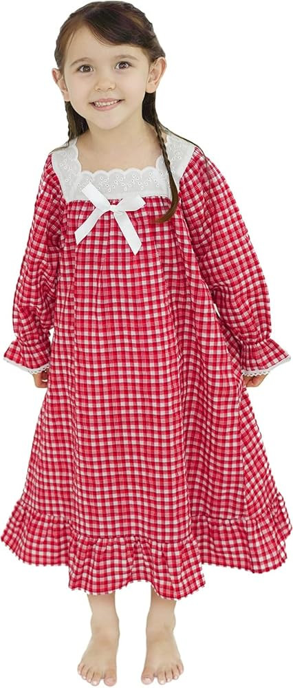 Nightgowns for Girls, Cotton Vintage Pajama Dresses for Girl, Long Sleeve SleepShirt Jammies for ... | Amazon (US)