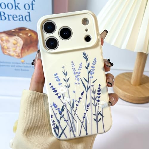 DYFYFKDI Floral Case for iPhone 17 Pro Max Cute Flower Aesthetic Rose Pattern Vintage for Girls Women,Girly Trendy Slim Fit TPU Shockproof Protective Cover, Lavender | Amazon (US)