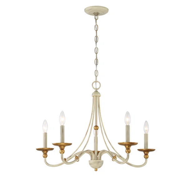 Brigit 5 - Light Candle Style Wagon Wheel Chandelier | Wayfair North America