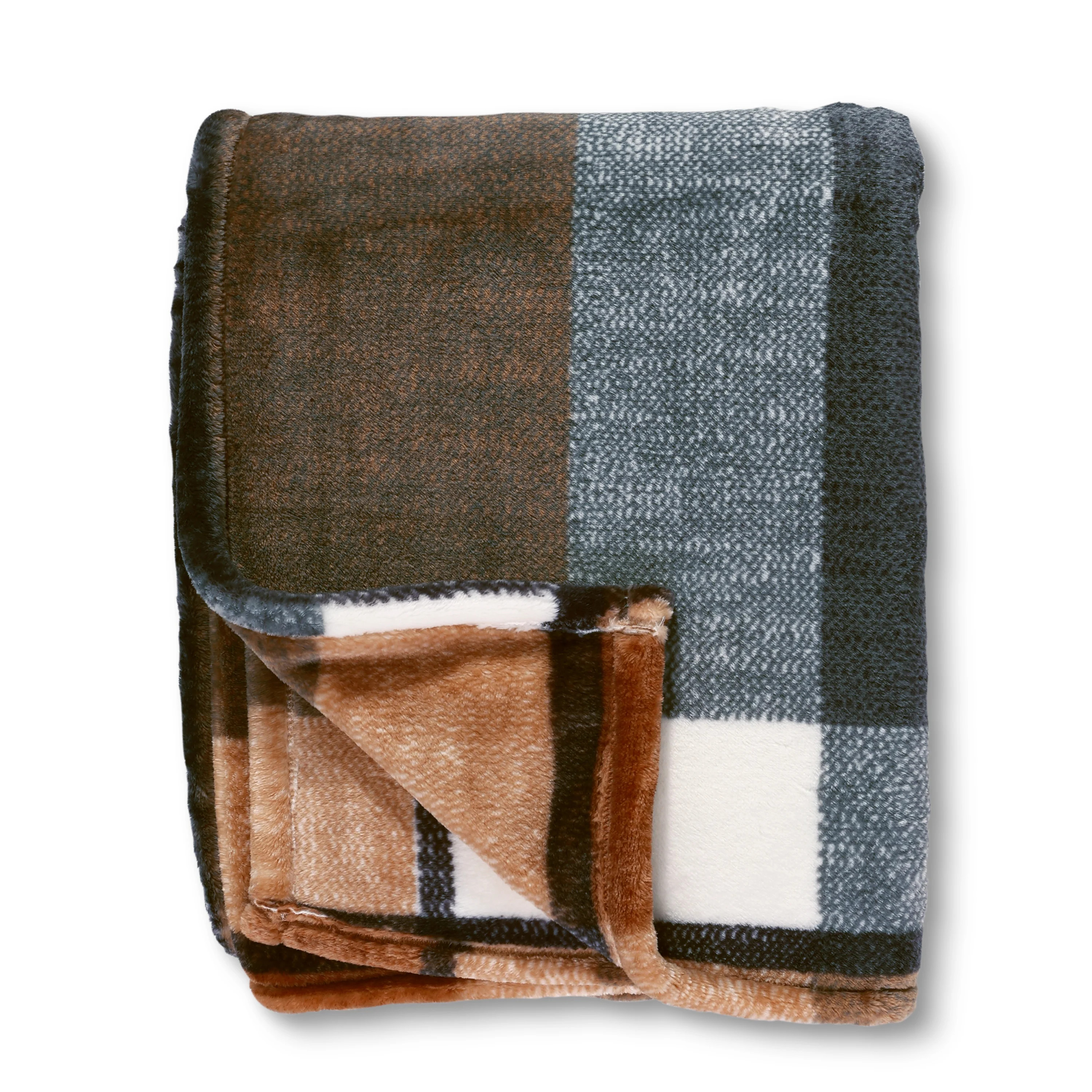 Better Homes & Gardens Recycled Heavyweight Printed Throw 50” x 72” Neutral Plaid | Walmart (US)