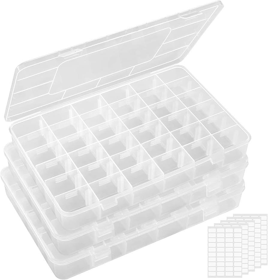 Lifewit 3 Pack 36 Grids Clear Stackable Plastic Organizer Storage Box Container with Adjustable D... | Amazon (US)