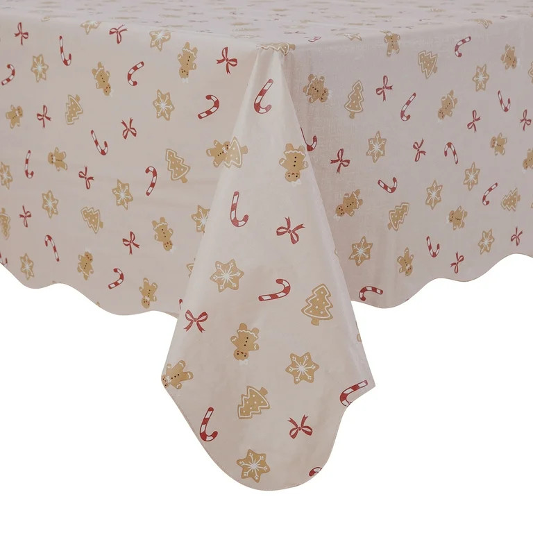 Holiday Time Christmas Ginger Bread Cookies PEVA Tablecloth, Festive Xmas Décor 60" x 102" | Walmart (US)