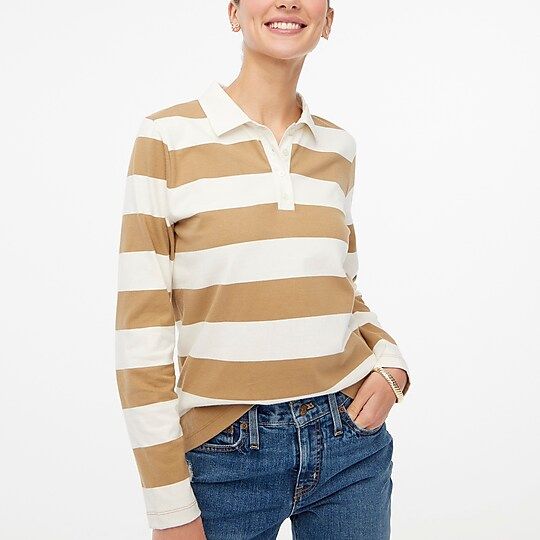 Long-sleeve rugby stripe polo shirt | J.Crew Factory