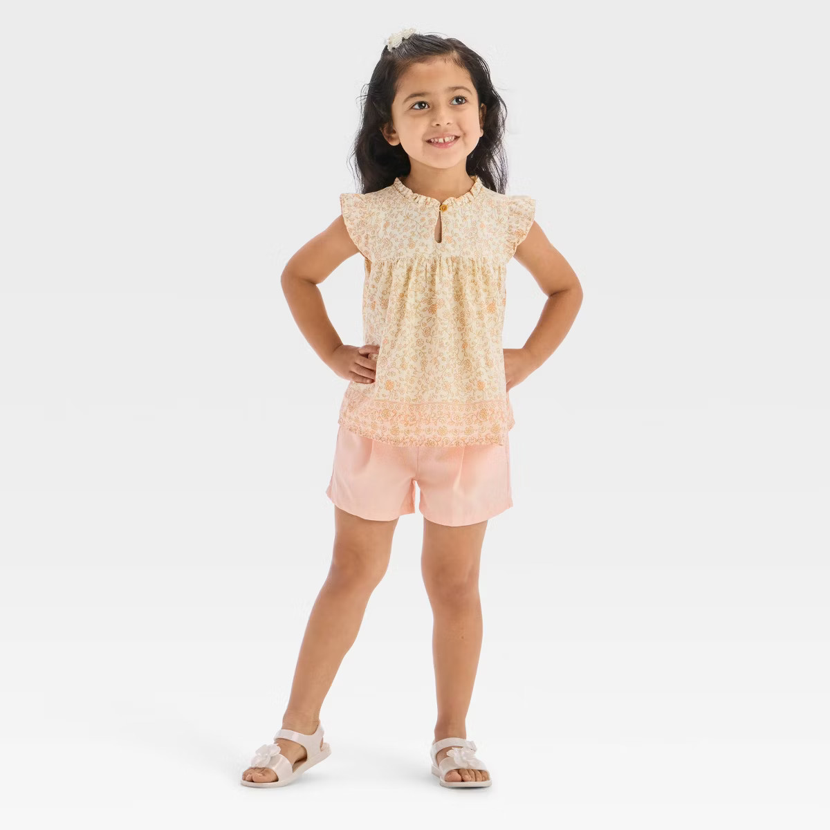 OshKosh B'gosh Toddler Girls' Floral Print Flutter Sleeve and Shorts Set - Pink | Target