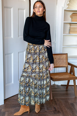 Shirred Skirt - Story Print | Emerson Fry