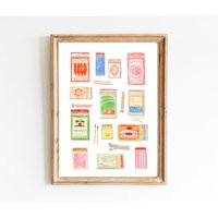 Matchbox Print Watercolor Painting, Game Room Art, Trendy Fun, Girly Wall Artwork, Bow Print, Cool Girl Core, Art | Etsy (US)