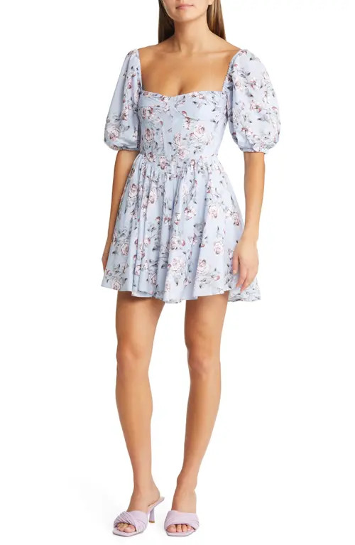 Bardot Kiah Floral Print Minidress in Rose Floral at Nordstrom, Size 12 | Nordstrom
