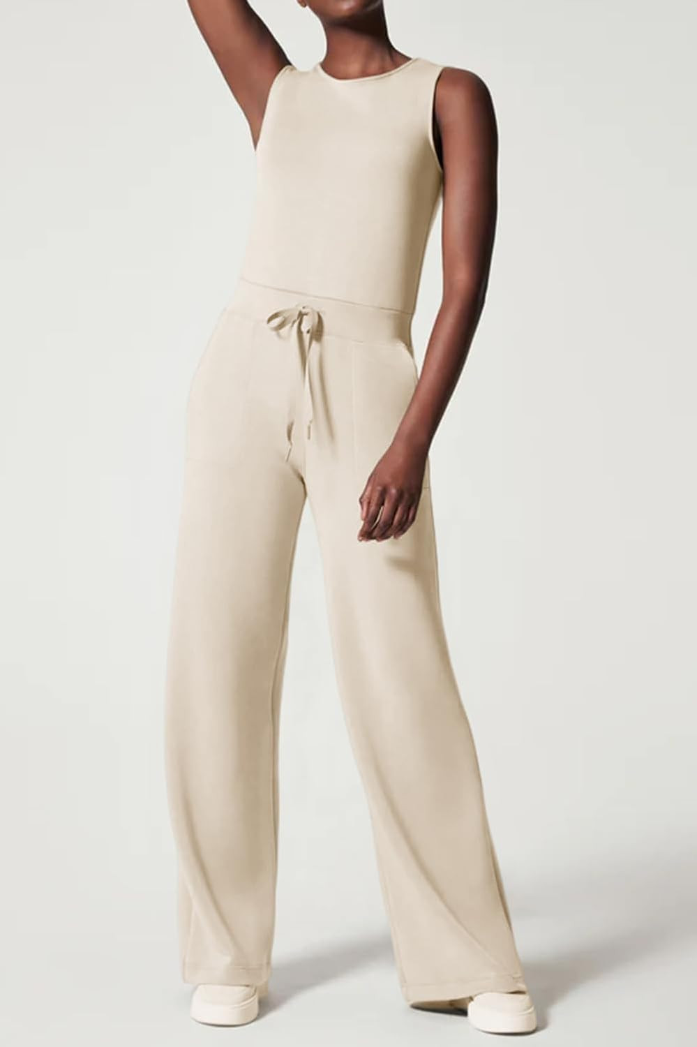 Heltapy Air Essentials Jumpsuits For Women Loose Casual Crew Neck Romper Wide Leg Long Pants Bagg... | Amazon (US)