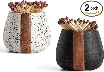 Amarcado Ceramic Match Holder with Striker for Cute and Fancy Matches - Set of 2 - Matches in a J... | Amazon (US)