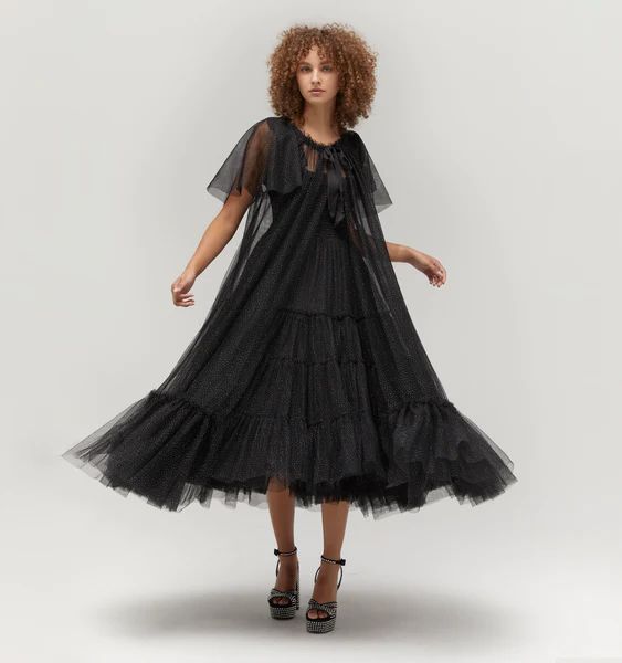The Tulle Coco Duster - Black Glitter Tulle | Hill House Home