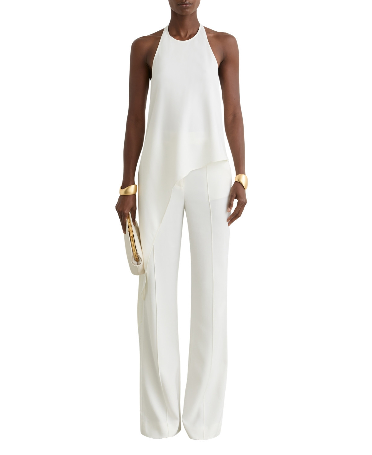 Reiss Women's Asymmetric Draped Halterneck Top - Ivory | Macy's