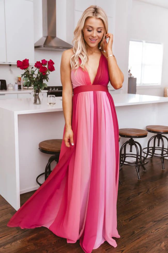 It All Begins With Love Pink Ombre Maxi Dress | The Pink Lily Boutique