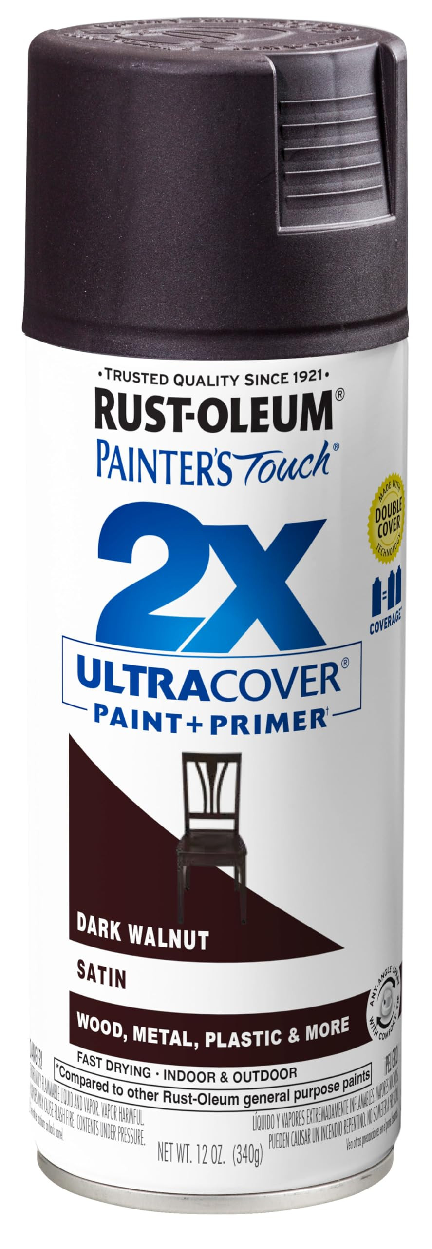 Rust-Oleum 257462 Painter's Touch 2X Ultra Cover Spray Paint, 12 oz, Satin Dark Walnut | Amazon (US)
