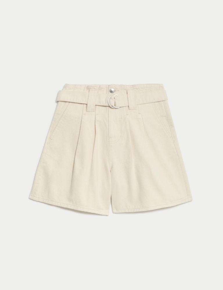 Denim Pleat Front Belted Shorts | Marks & Spencer (UK)