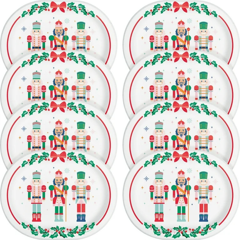 Nutcracker Christmas Oval Disposable Paper Plates, 12" x 10", Multicolor, 8 Count, by Holiday Tim... | Walmart (US)