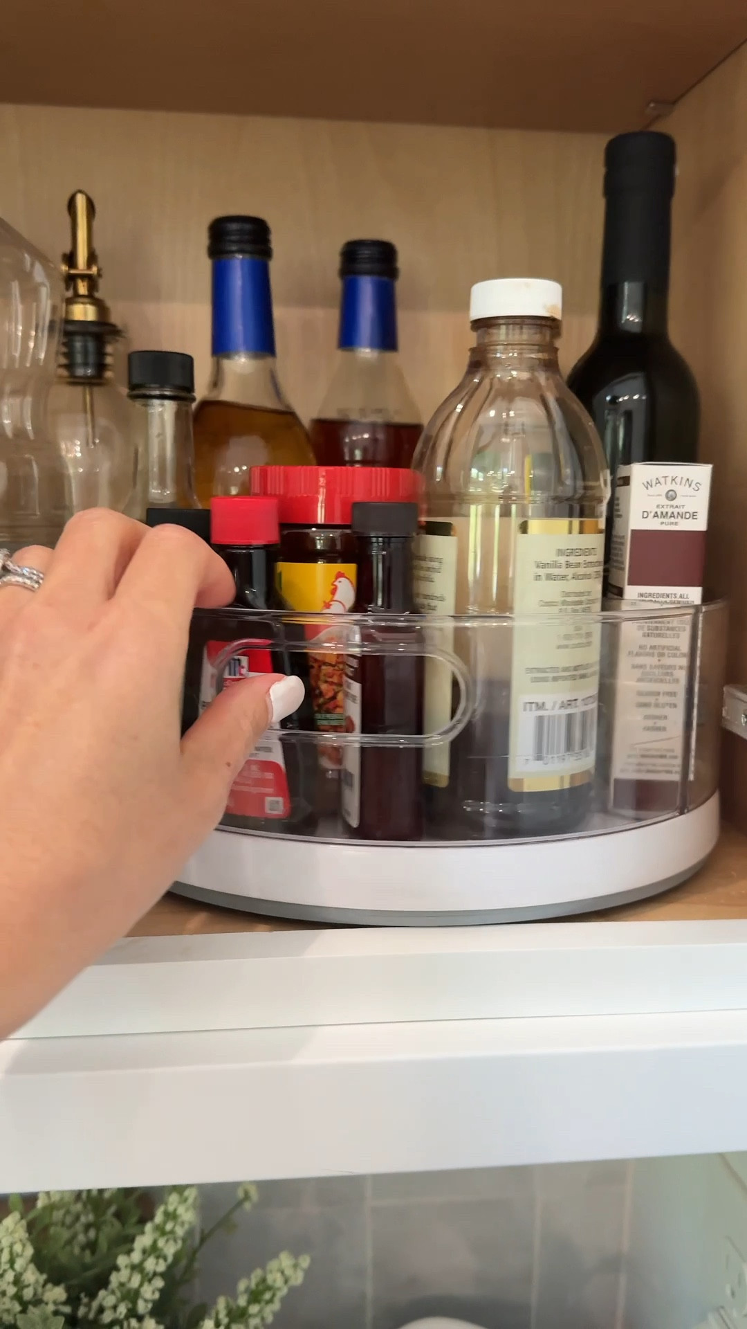 Love having this turntable that has removable sections. 

#kitchenorganizing #organization #kitchenhacks #amazonfinds #amazonkitchen