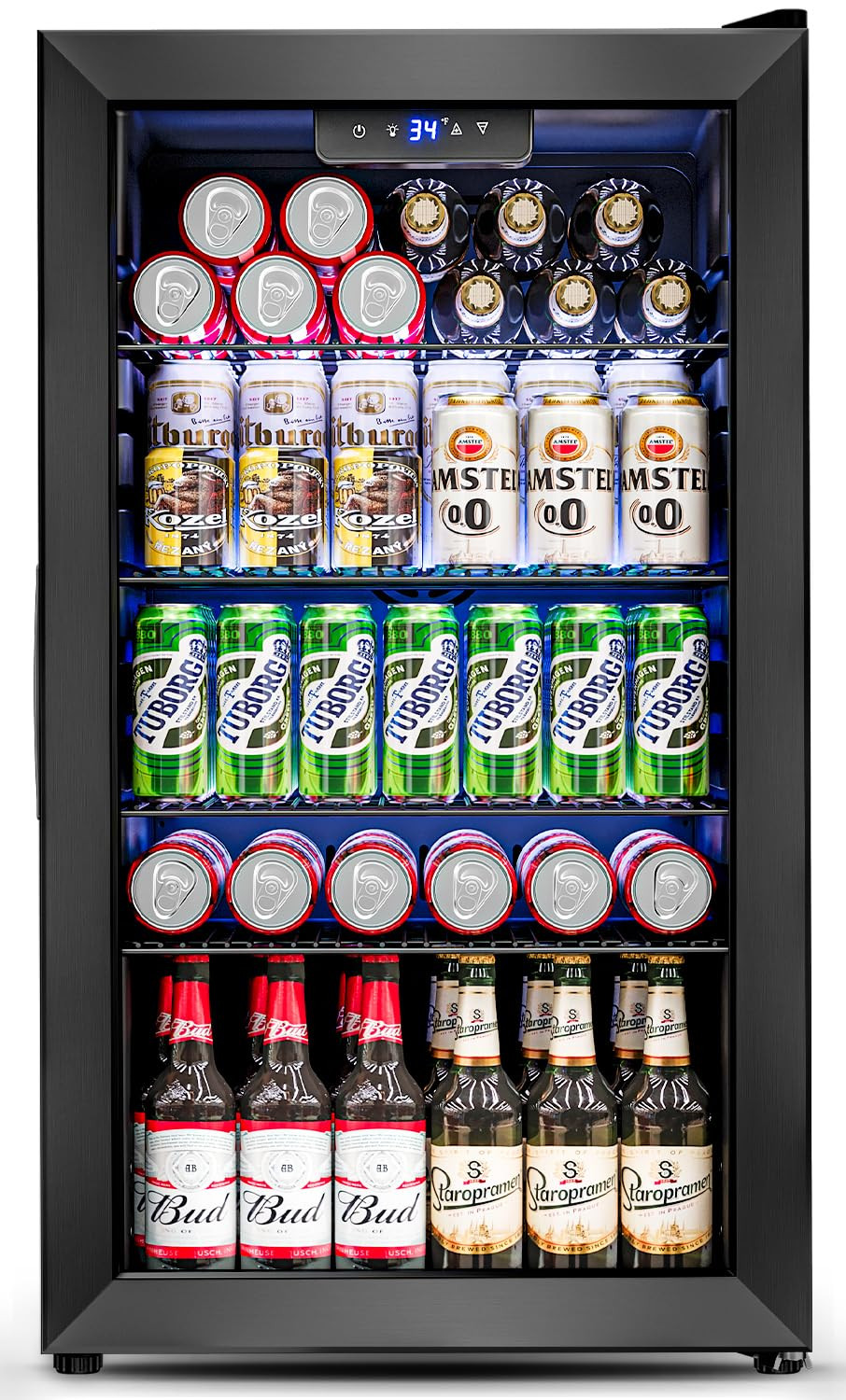 3.2 Cu.Ft Mini Fridge with Glass Door - 126 Can Beverage Refrigerator Cooler for Drink Beer Wine ... | Amazon (US)