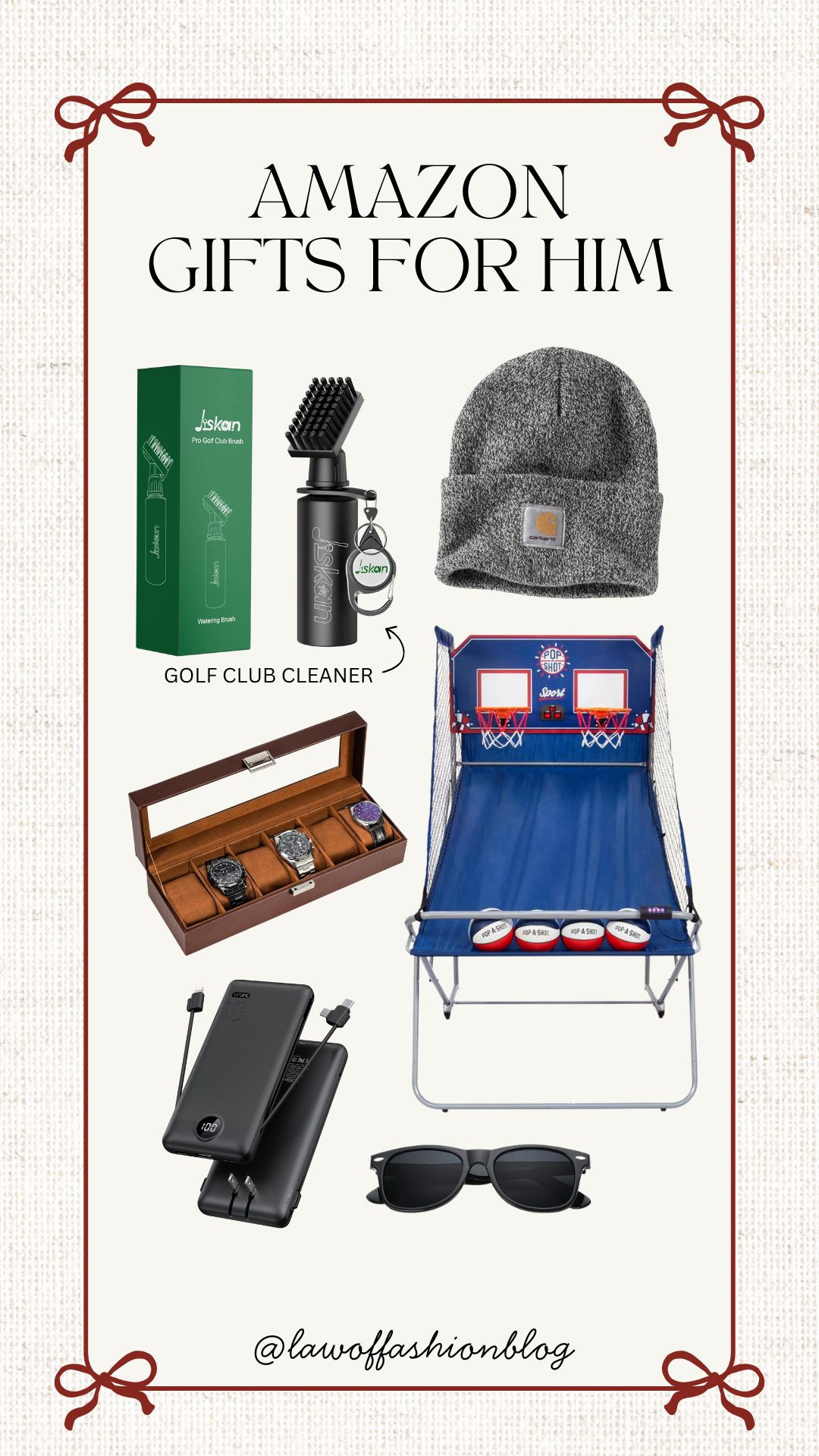 Amazon gift ideas for him 🎁 Last-minute gift ideas, prime delivery, Christmas gifting, holiday gifts, watch holder, portable charger, sunglasses, basketball game, beanie, golf cleaner, stocking stuffers.  

 #LTKGiftGuide #LTKHoliday #LTKMens