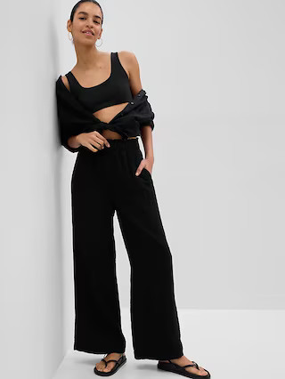Crinkle Gauze Wide-Leg Pants | Gap (CA)