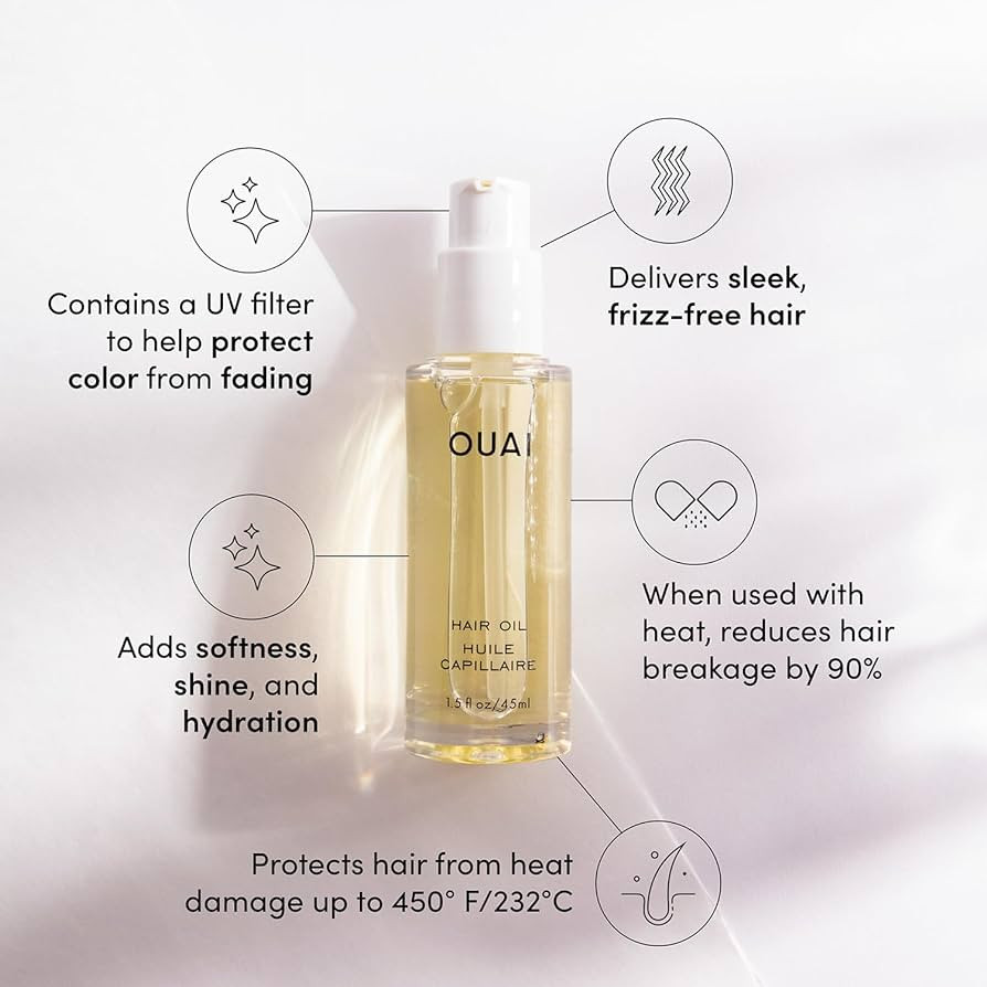 OUAI Hair Oil Travel Size - Hair Heat Protectant Oil for Frizz Control - Adds Hair Shine and Smoo... | Amazon (US)
