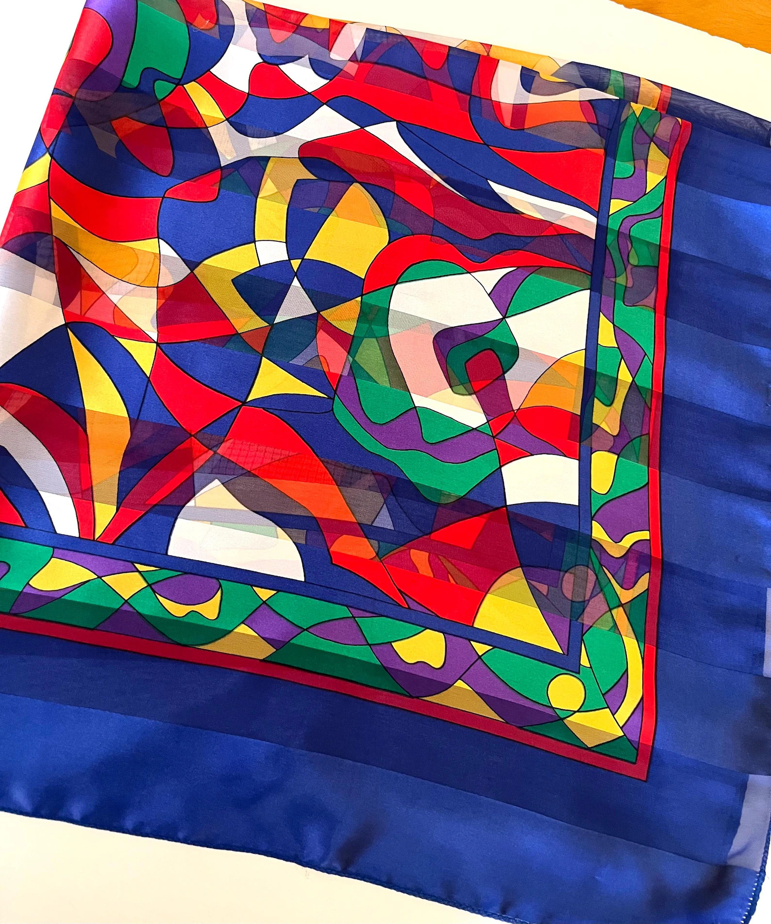 Huge Vintage Scarf Bold Primary Colors 80's Abstract | Etsy (Global)