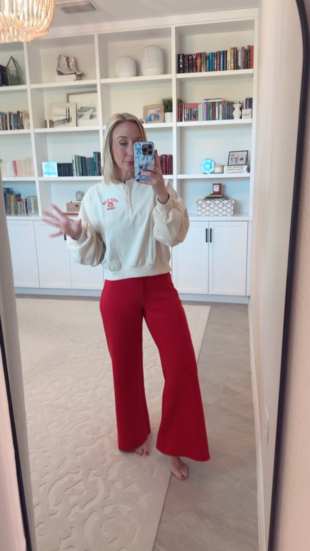 Old Navy - try-on haul 

Button-Front Graphic Sweatshirt - size small (could have done an XS). 50% off. 4 colors. * Red pants - size XS petite. 
 
High-Waisted Wide-Leg Sweatpants - size XS (I don’t have just yet but they are coming!). 30% off. Multiple colors. 

#LTKFindsUnder50#LTKSeasonal#LTKSaleAlert 

 