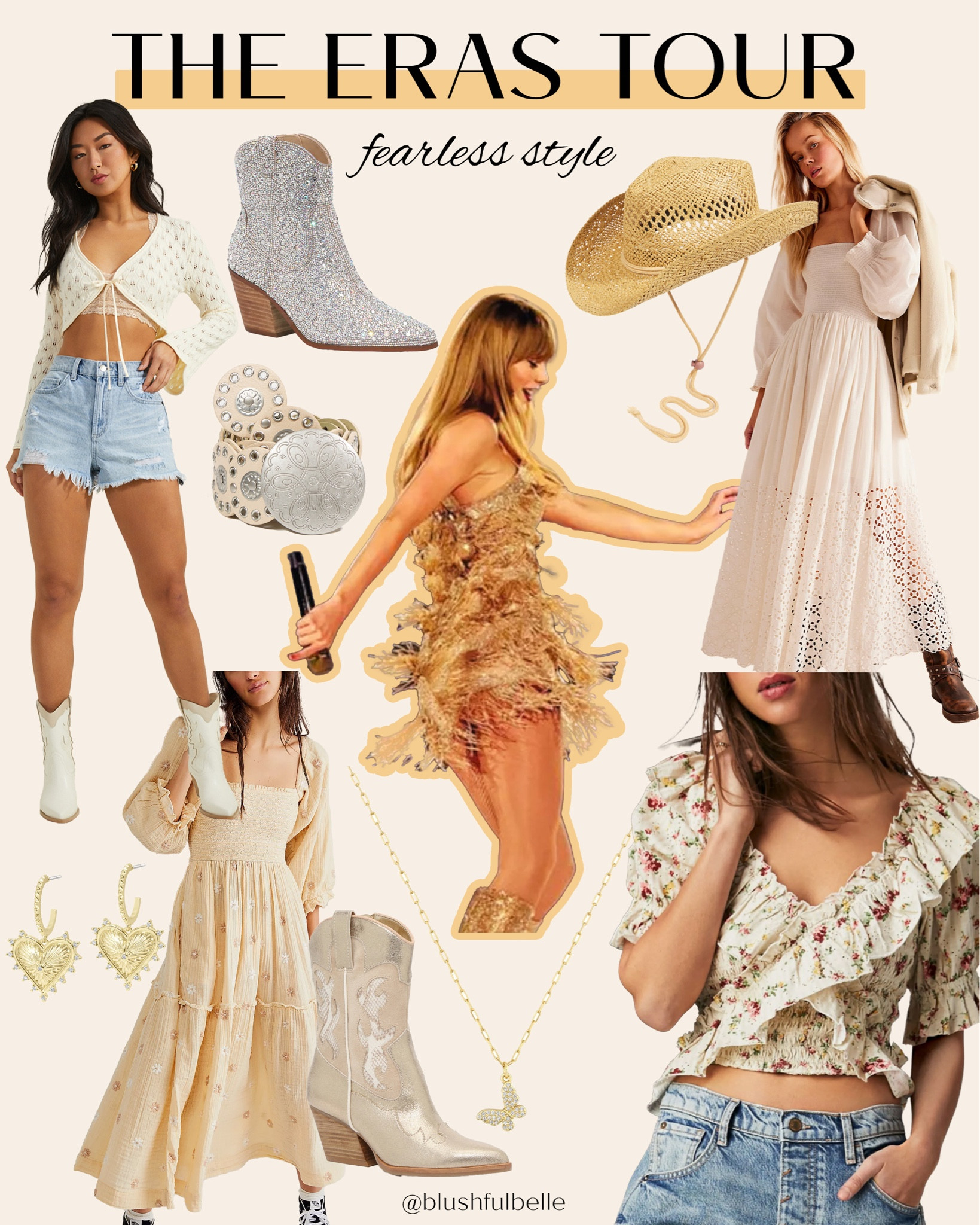 The Eras Tour outfit inspo - Fearless 💛👢

Taylor swift concert, concert outfits 

#LTKstyletip #LTKshoecrush