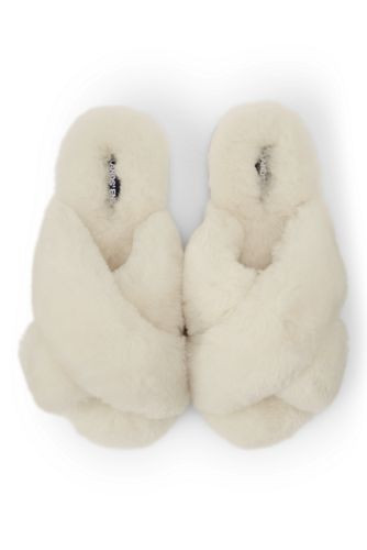 Women's Fuzzy Shearling Open Toe House Slippers | Lands' End (US)