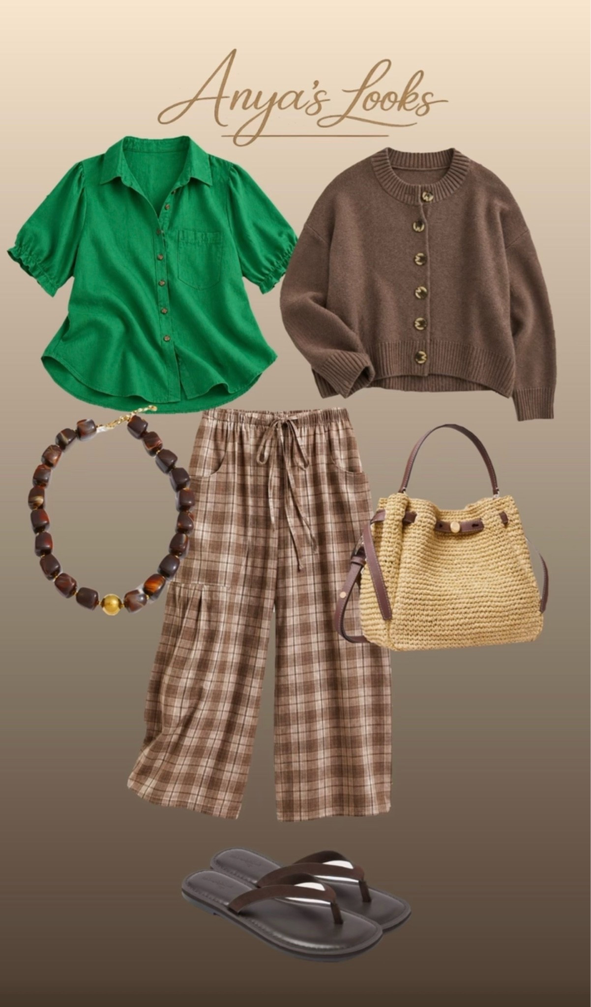 One outfit… two completely different vibes 🤎💚
Wear it now with the lightweight green blouse, then transition it into cooler days with the cozy brown cardigan layered over the same plaid pants. Comfortable, effortless, and such a cute look-for-less combination ✨
-
Midsize fashion over 40. Transitional outfit ideas. Plaid pants outfit. Casual chic midsize style. Affordable fashion finds. Walmart fashion. Amazon fashion finds. Green blouse outfit. Cozy cardigan outfit. Neutral accessories. Everyday midsize outfits. Comfortable style inspiration. Over 50 style. Feminine casual outfits. Capsule wardrobe inspiration. Easy outfit formulas. Relaxed wide leg pants. Chic neutral fashion. Effortless everyday style. Look for less fashion finds.