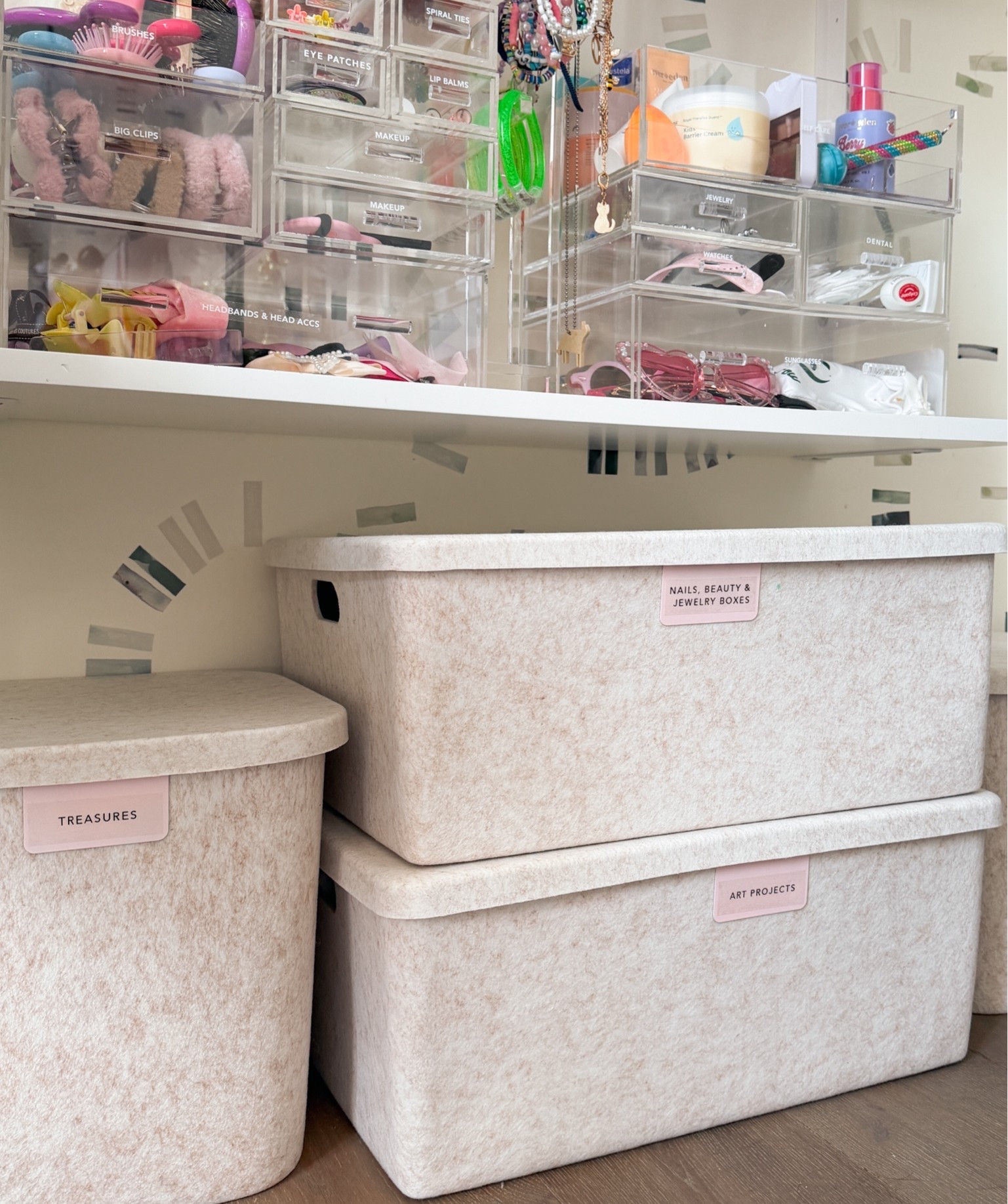 Girl’s Bedroom organization for jewelry, make up and hair accessories 🌷 Felt Bins

#LTKmomlife #LTKHome #LTKKids