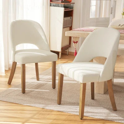 Engstrom Upholstered Dining Chairs, Modern Dining Room Kitchen Side Chair With Padded Seat & Wood Legs, Cream | Wayfair North America