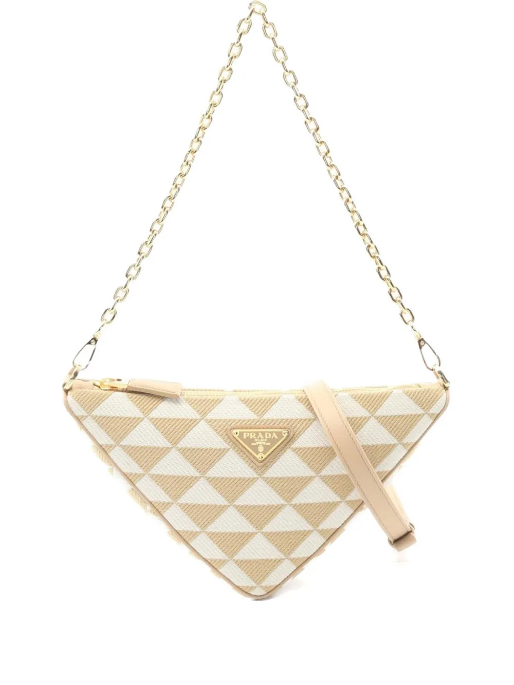 Prada Pre-Owned 2010s Triangolo Symbole pattern shoulder bag - Neutrals | Farfetch Global