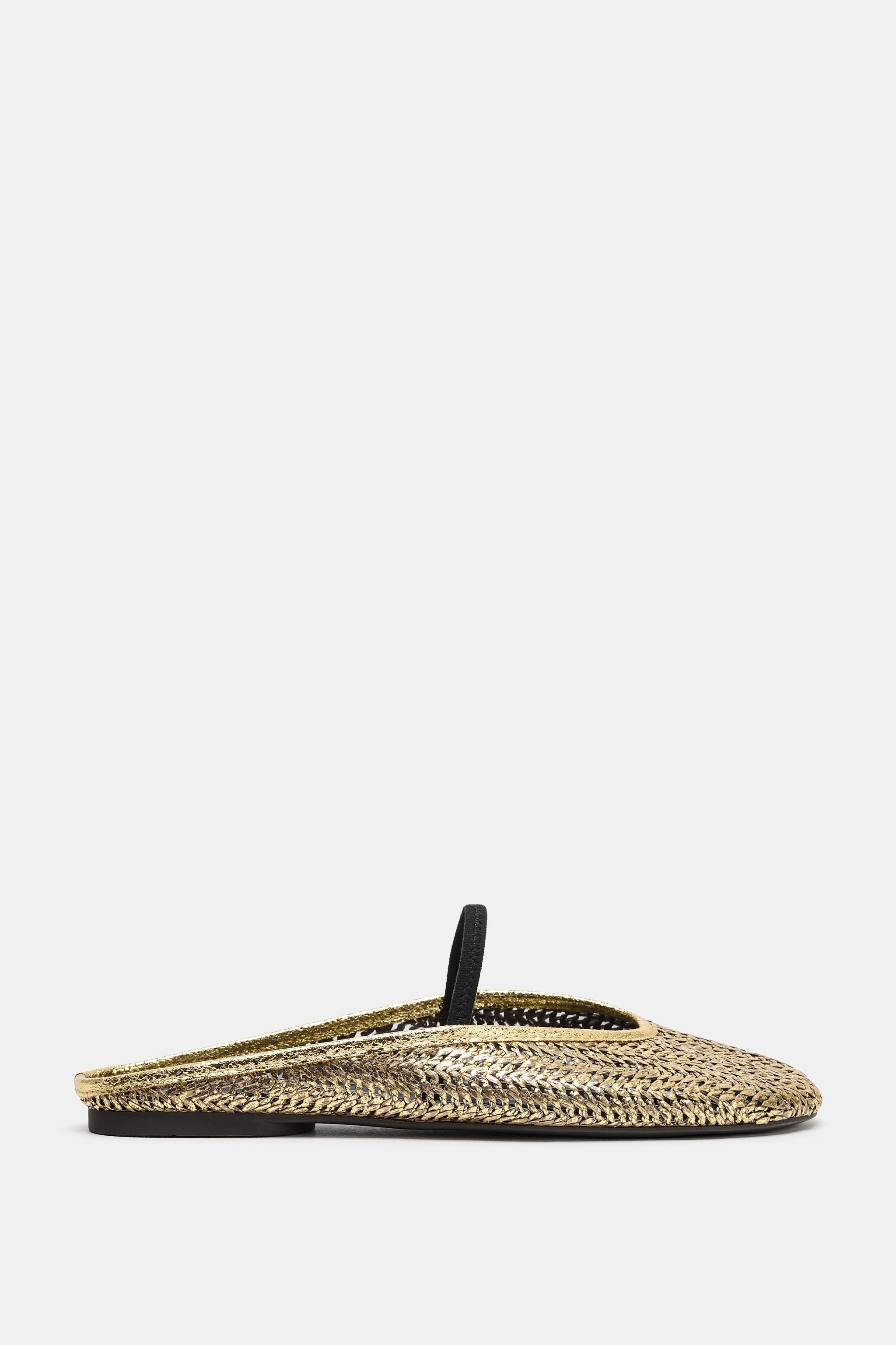BRAIDED METALLIC SLINGBACK BALLET FLATS | Zara Canada
