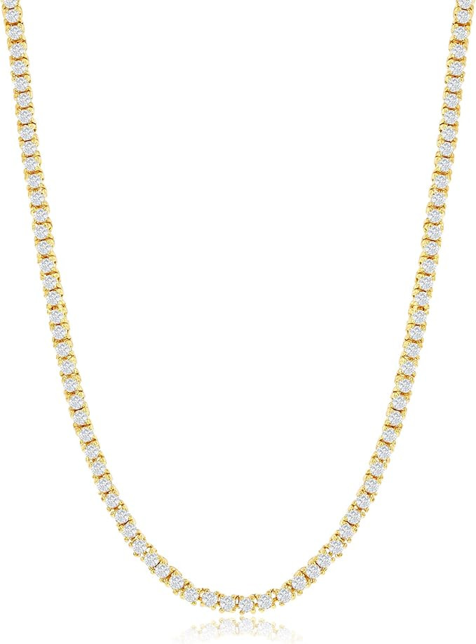 NYC Sterling Women's Magnificent 2mm Round Cubic Zirconia Tennis Necklace | Amazon (US)