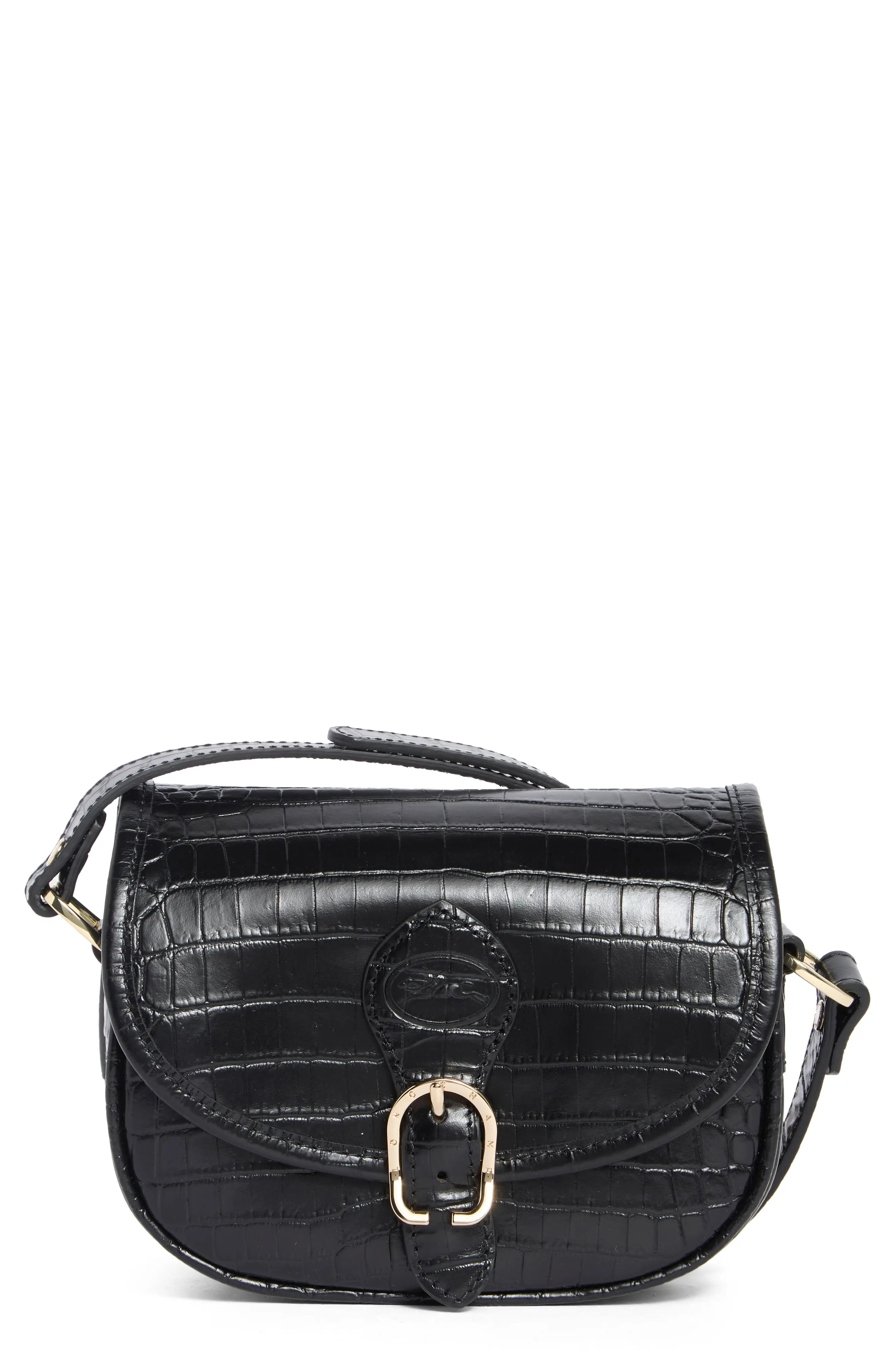 Longchamp 1980 Croc Embossed Small Crossbody Bag in Black at Nordstrom Rack | Nordstrom Rack
