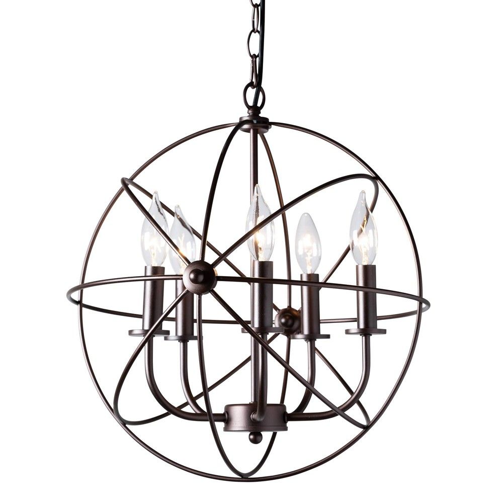 Nerea Metal Orb Cage Chandelier Bronze - Baxton Studio | Target