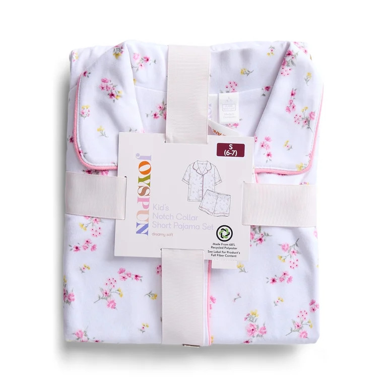 Joyspun Girls Mommy and Me Notch Collar Top and Shorts Family Matching Pajama Set, Sizes XS-XXL | Walmart (US)