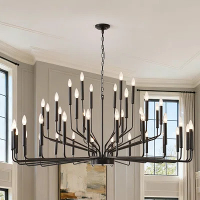 Modern Farmhouse Black Chandelier For Dining Room Light Fixture , Rustic Candle Chandelier For Foyer, Industrial Metal Hanging Chandeliers For Living | Wayfair North America