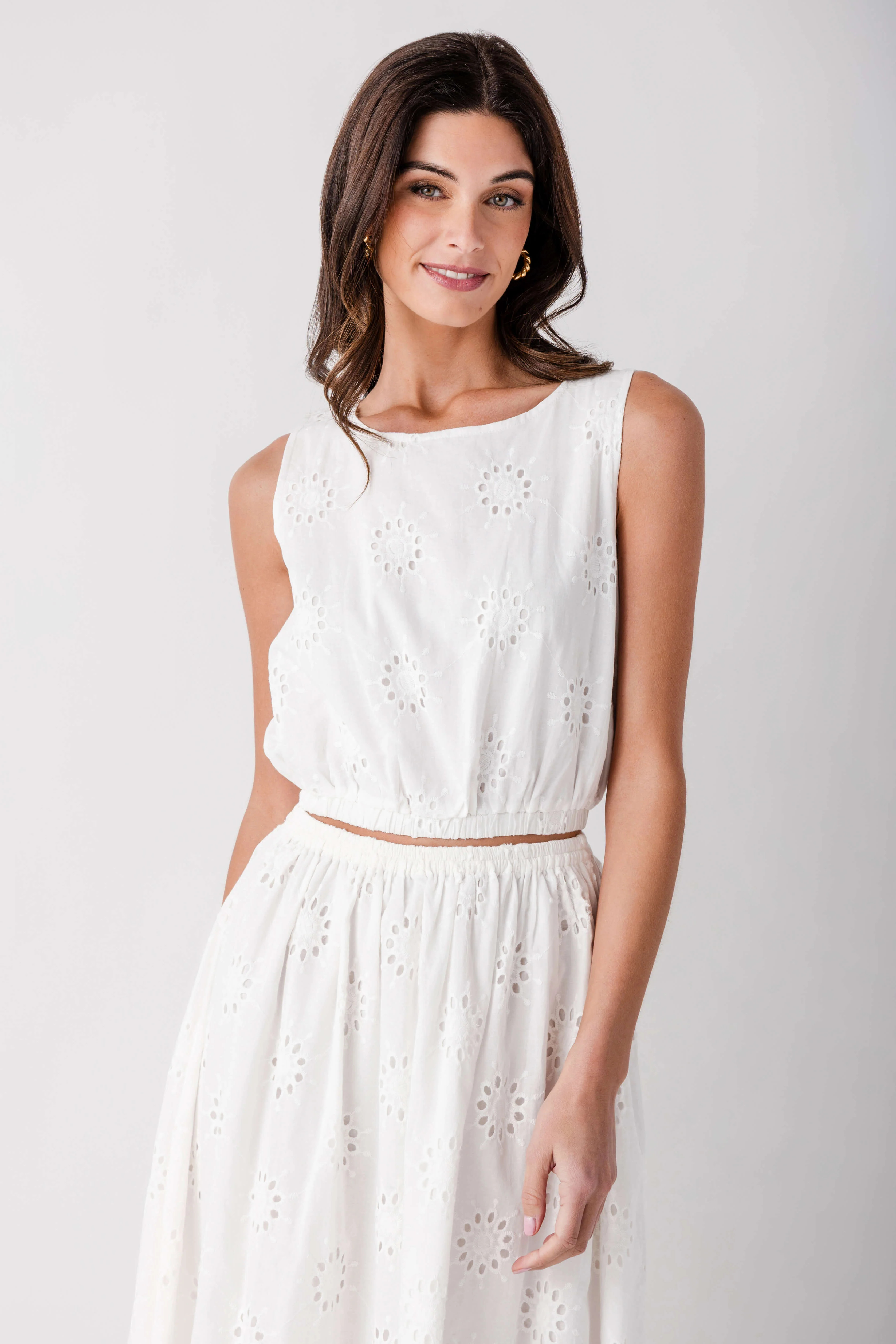 By Together Silea Eyelet Crop Top | Social Threads