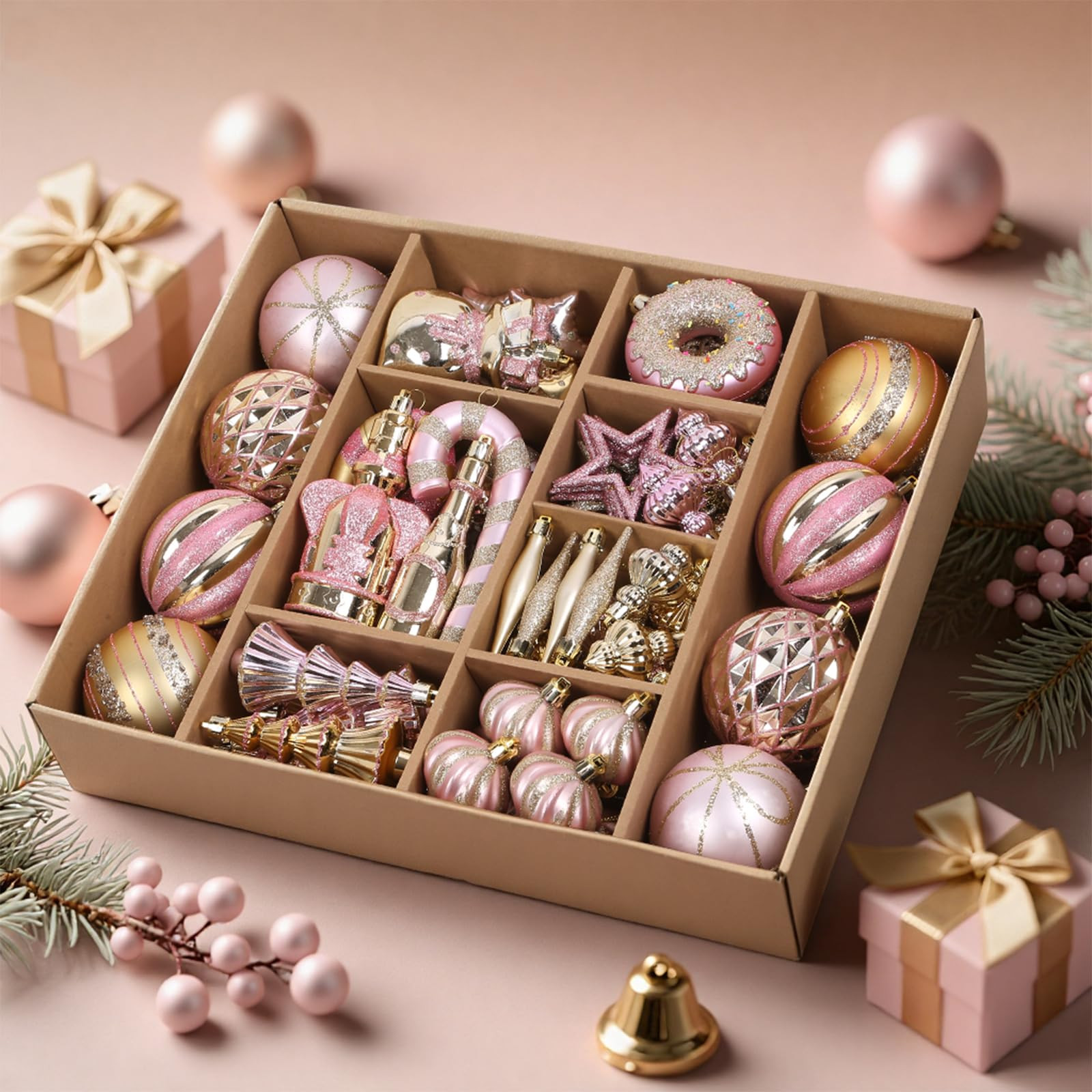 SHareconn 70pcs 2025 Classic Christmas Balls Ornaments Set, Shatterproof Plastic Baubles, Ribbon ... | Amazon (US)